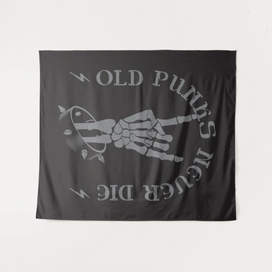 古いパンクは決してゴシック様式の骨格岩を死なない タペストリー (正面(横))