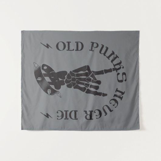 古いパンクは決してゴシック様式の骨格岩を死なない タペストリー (正面(横))