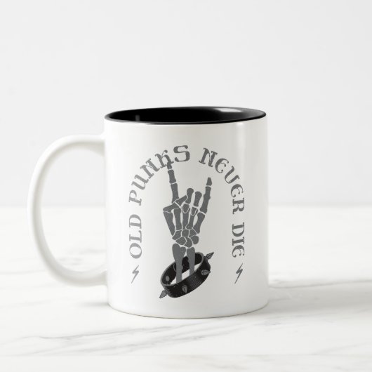 古いパンクは決してゴシック様式の骨格岩を死なない ツートーンマグカップ (左)