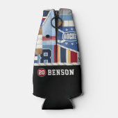 古いパーソナライズされたアイスホッケーシャツパック ボトルクーラー (裏面)