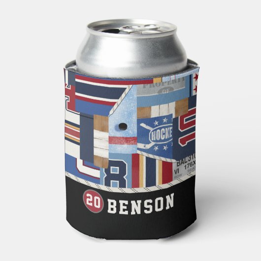 古いパーソナライズされたアイスホッケーシャツパック 缶クーラー (缶正面)