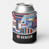 古いパーソナライズされたアイスホッケーシャツパック 缶クーラー (缶裏面)