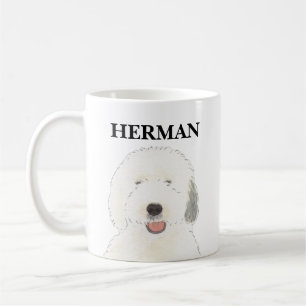 古いパーソナライズされたイギリスの牧羊犬 コーヒーマグカップ