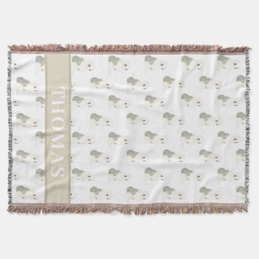 古いパーソナライズされたイギリスの牧羊犬 スローブランケット (正面)