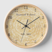 古いパーソナライズされたフローラ素朴ガーランドスワール 壁時計 (正面)