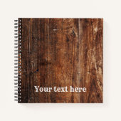 古いパーソナライズされた素朴木材スパイラルノート ノートブック (正面)