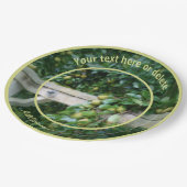 古いヒッチングポストの上の梨パーソナライズされたパーティー ペーパープレート (アングル)