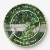 古いヒッチングポストの上の梨パーソナライズされたパーティー ペーパープレート (正面)