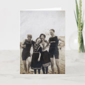 古いビクトリアン写真でおもしろいを持つ友ビーチ シーズンカード (正面)