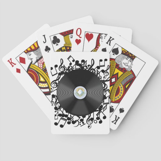 古いビニールのレコードと楽譜 トランプ (裏面)