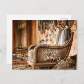 古いビンテージの椅子の誕生日とチップマンク ポストカード (正面/裏面)