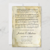 古いビンテージの紙の音楽の結婚式のメモ 招待状 (正面)