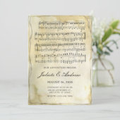 古いビンテージの紙の音楽の結婚式のメモ 招待状 (スタンド正面)