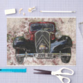 古いビンテージカーのデコパージュ 薄葉紙 (クラフト)
