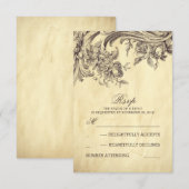 古いビンテージ結婚式のRSVPカード 出欠カード (正面/裏面)