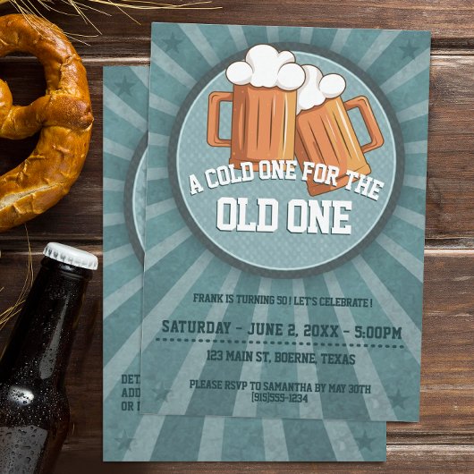 古いビールの誕生日パーティーで冷たい人 招待状