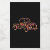 古いピックアップトラックの花模様 フードラベル (シングルラベル)