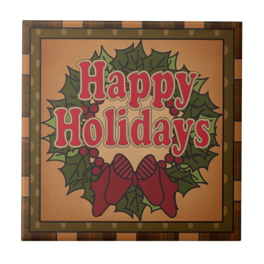 古いファッションのクリスマスのリース タイル (正面)