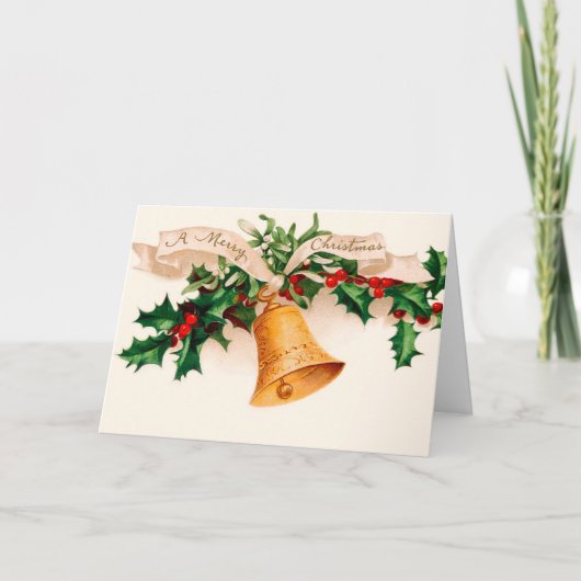 古いファッションのクリスマスカード-ヒイラギ シーズンカード (正面)