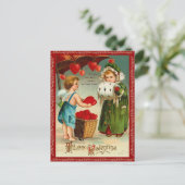 古いファッションのバレンタインの郵便はがき シーズンポストカード (スタンド正面)