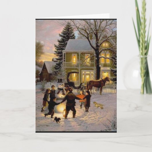 古いファッションのヴィンテージのクリスマス シーズンカード (正面)