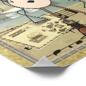 古いファッションのヴィンテージのスタイルの青の雪だるま ポスター (角)