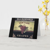 古いファッションのヴィンテージのブドウの、紫色および黒いワイン カード (黄色い花)