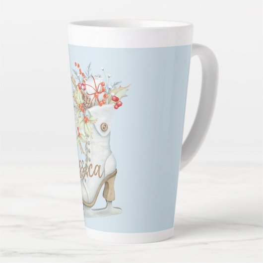 古いファッションドアイススケートパーソナライズされた場 カフェラテマグ (右アングル)