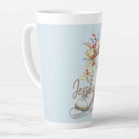 古いファッションドアイススケートパーソナライズされた場 カフェラテマグ (左アングル)