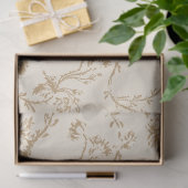 古いファッションドアイボリーと茶色の花 薄葉紙 (ギフト)