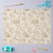 古いファッションドアイボリーと茶色の花 薄葉紙 (クラフト)