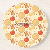 古いファッションドアップルパイと材料 コースター (正面)