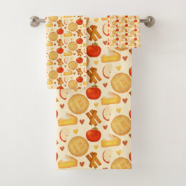 古いファッションドアップルパイと材料 バスタオルセット