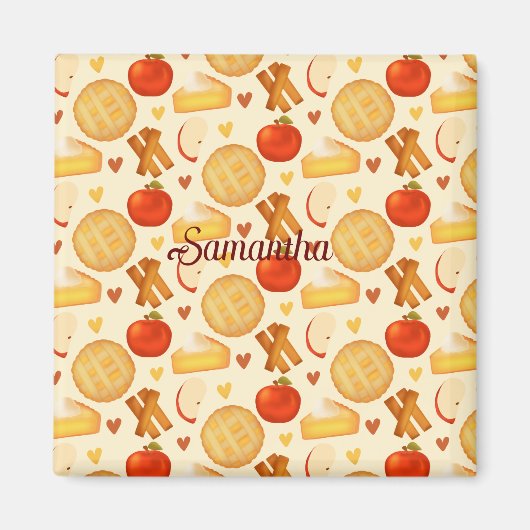 古いファッションドアップルパイと材料 マグネット (正面)