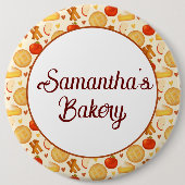 古いファッションドアップルパイと材料 缶バッジ (正面)