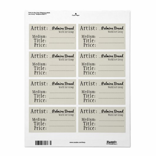 古いファッションドアートとクラフトの販売ラベル、名前のみ ラベル (フルシート)