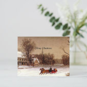 古いファッションドクリスマスそり、冬のシーン シーズンポストカード (スタンド正面)