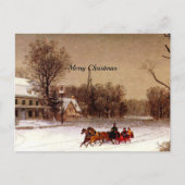 古いファッションドクリスマスそり、冬のシーン シーズンポストカード (正面)