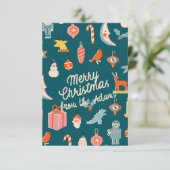 古いファッションドクリスマスカード 出欠カード (スタンド正面)