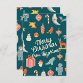 古いファッションドクリスマスカード 出欠カード (正面/裏面)