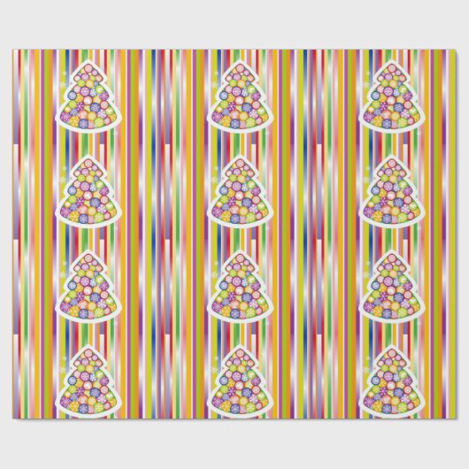 古いファッションドクリスマスキャンディストライプズ柑橘系カラー ラッピングペーパー (フラット)