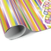 古いファッションドクリスマスキャンディストライプズ柑橘系カラー ラッピングペーパー (ロールコーナー)