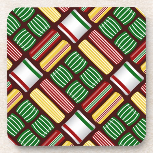 古いファッションドクリスマスキャンディーコースターセット コースター (正面)