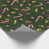 古いファッションドクリスマスキャンディ ラッピングペーパー (角)