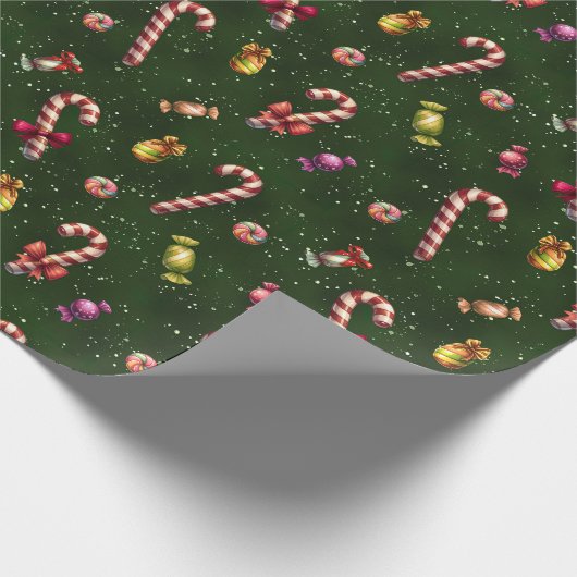 古いファッションドクリスマスキャンディ ラッピングペーパー (角)