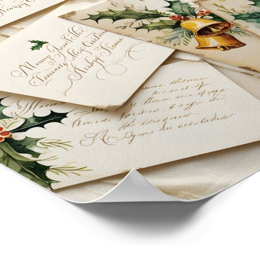 古いファッションドクリスマスグリーティングカードプリント ポスター (角)