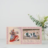 古いファッションドクリスマスショッピングの写真カード シーズンカード (スタンド正面)