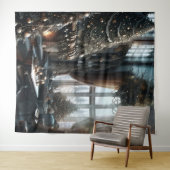 古いファッションドクリスマスシーンウォールアート タペストリー (インサイチュ(横))