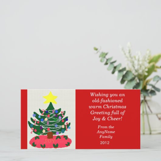古いファッションドクリスマスツリーフォトカード シーズンカード (スタンド正面)