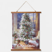 古いファッションドクリスマスツリー 吊り下げ型タペストリー (正面)